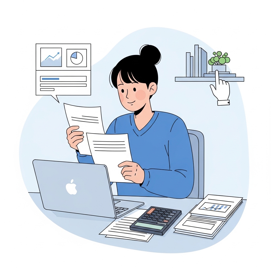 상담 서류 내용을 확인하는 장면