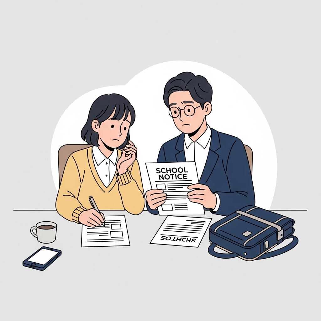 학폭위 관련 서류를 확인하는 상황