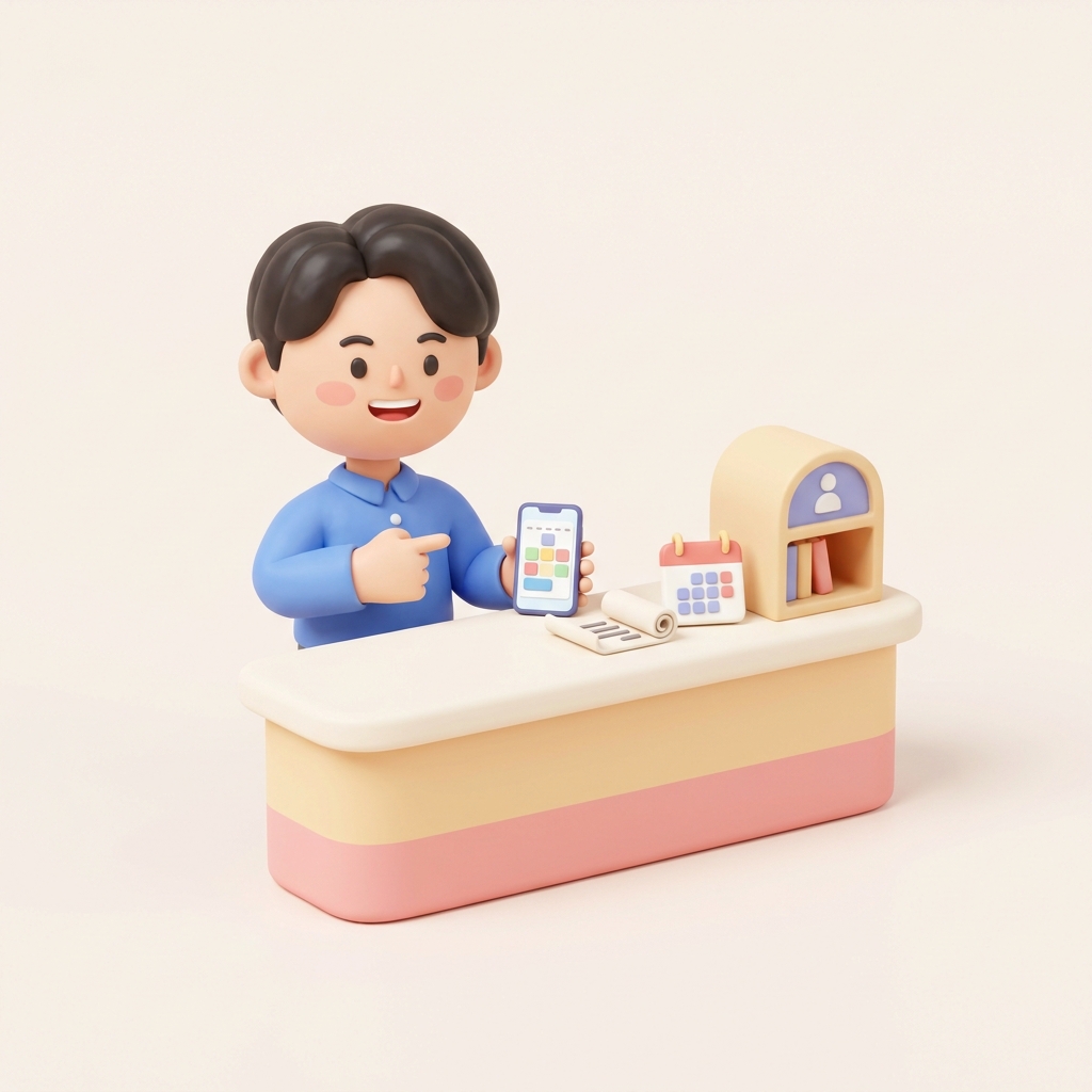 동사무소 업무시간과 점심시간 운영 여부를 확인하는 모습