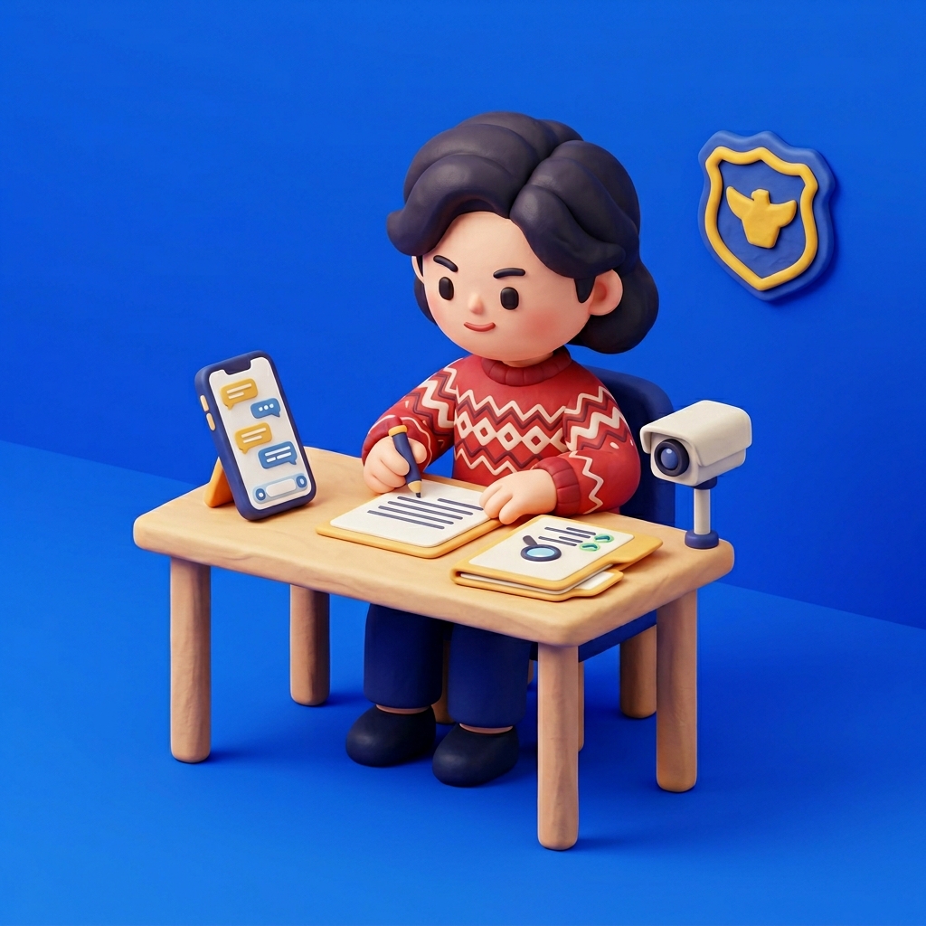 성추행 경찰서 접수 전 증거자료와 신고절차를 준비하는 모습
