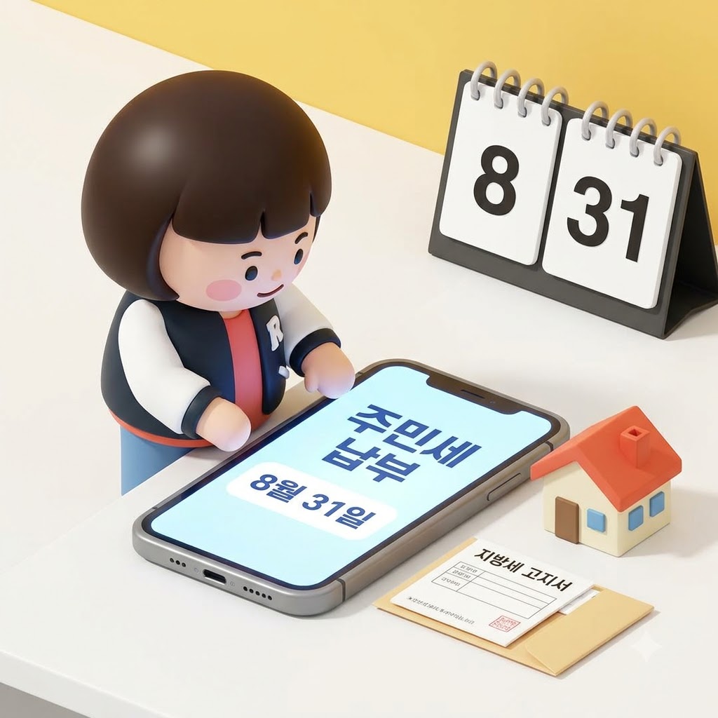 2026 주민세 납부기간을 휴대폰으로 확인하는 모습