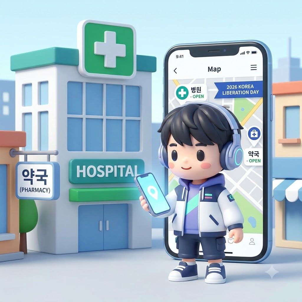 광복절 연휴 병원·약국 찾는 방법을 안내하는 이미지