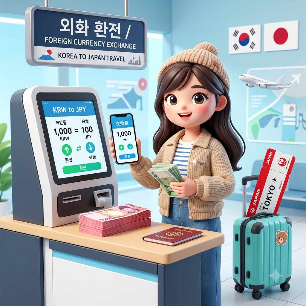 일본여행 가기 전 엔화 환전 시점을 확인하는 여행자