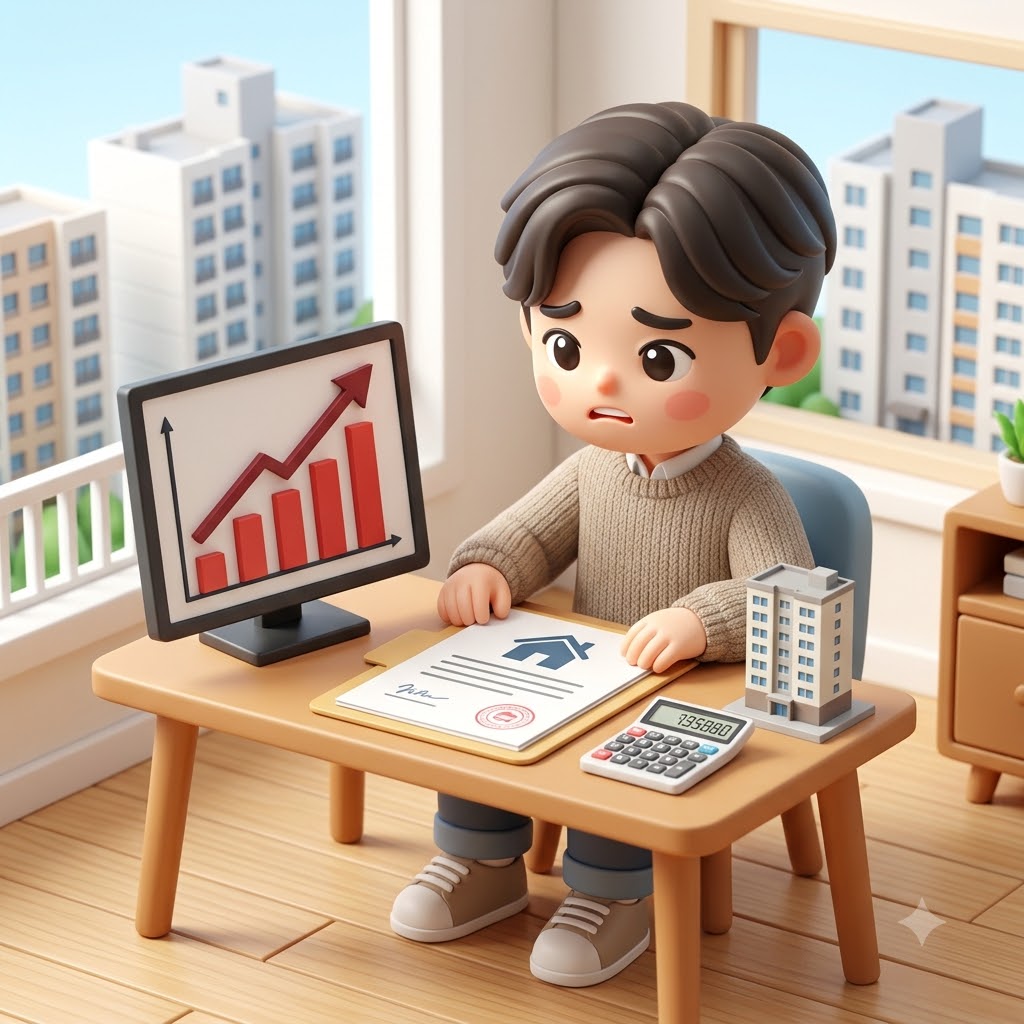 기준금리 3% 주담대 이자 변화를 계산하는 모습