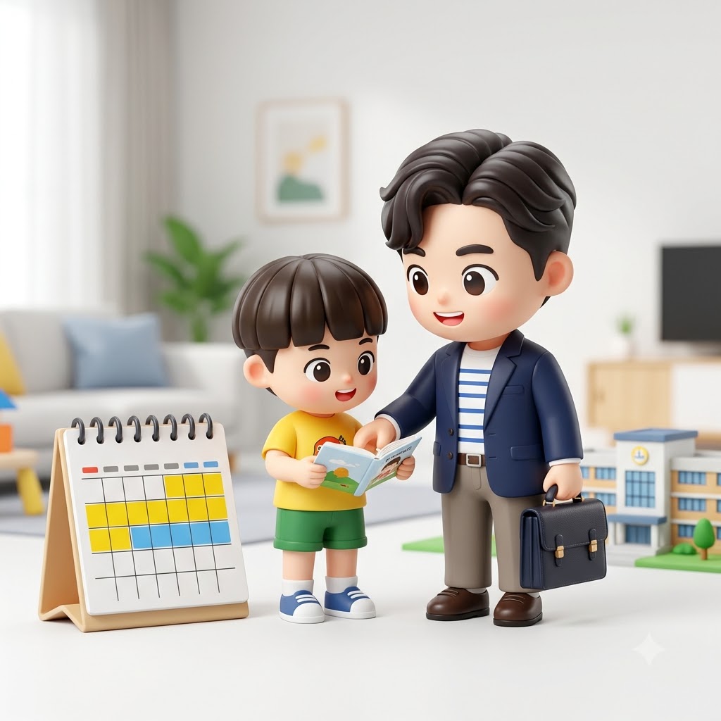 단기 육아휴직 신청기간을 확인하는 직장인 부모