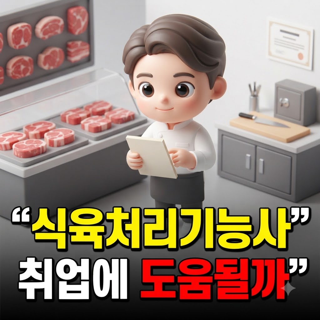 식육처리기능사 취업을 준비하며 실기 연습을 확인하는 사람