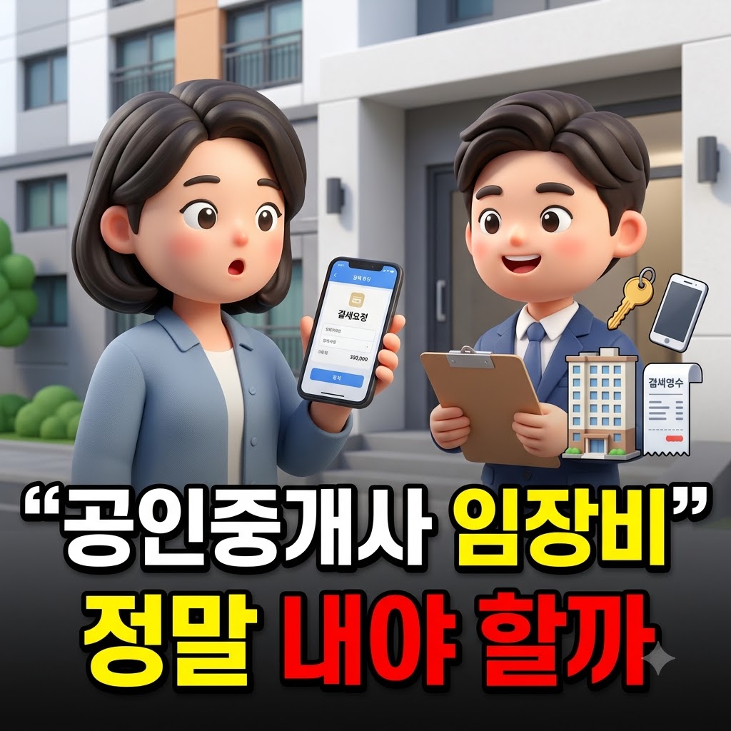 공인중개사 임장비 요구를 휴대전화로 확인하는 임차인