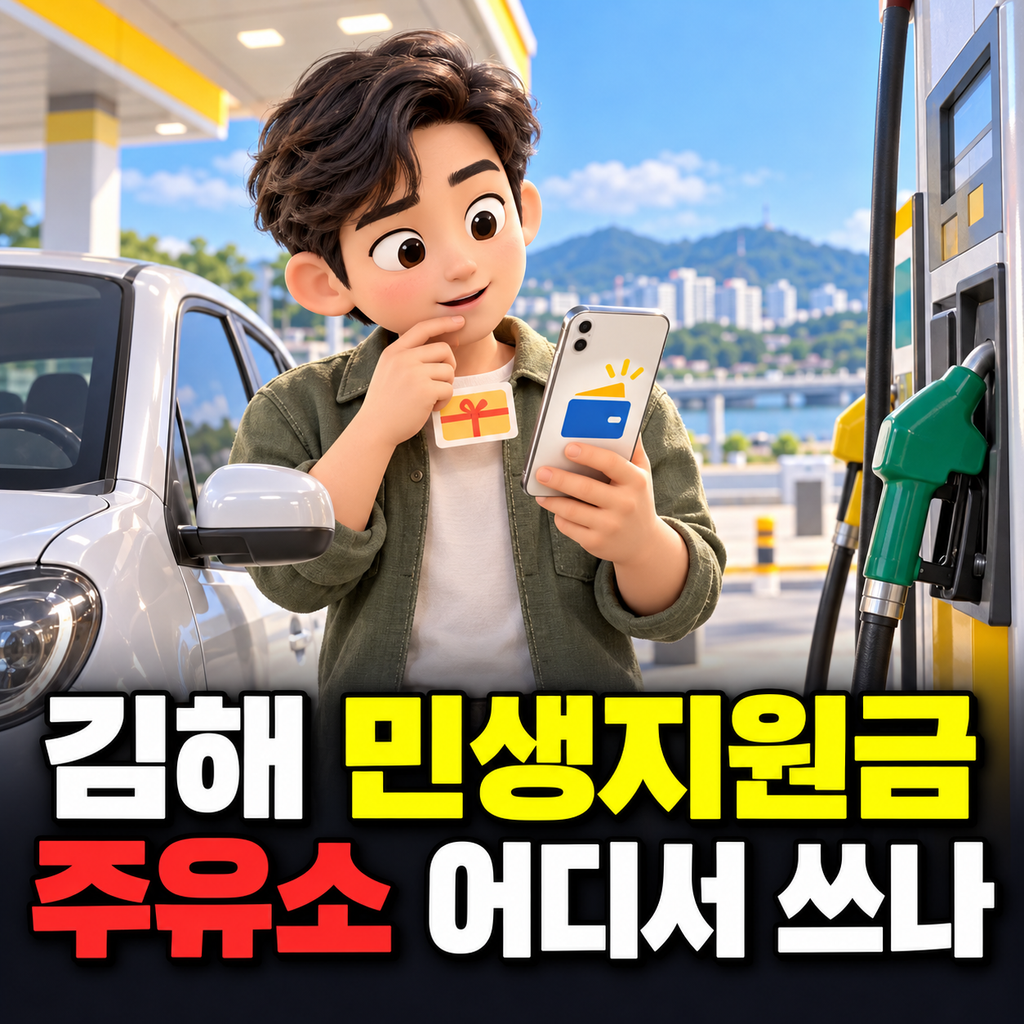 김해시 민생회복지원금 사용 가능 주유소를 확인하는 운전자