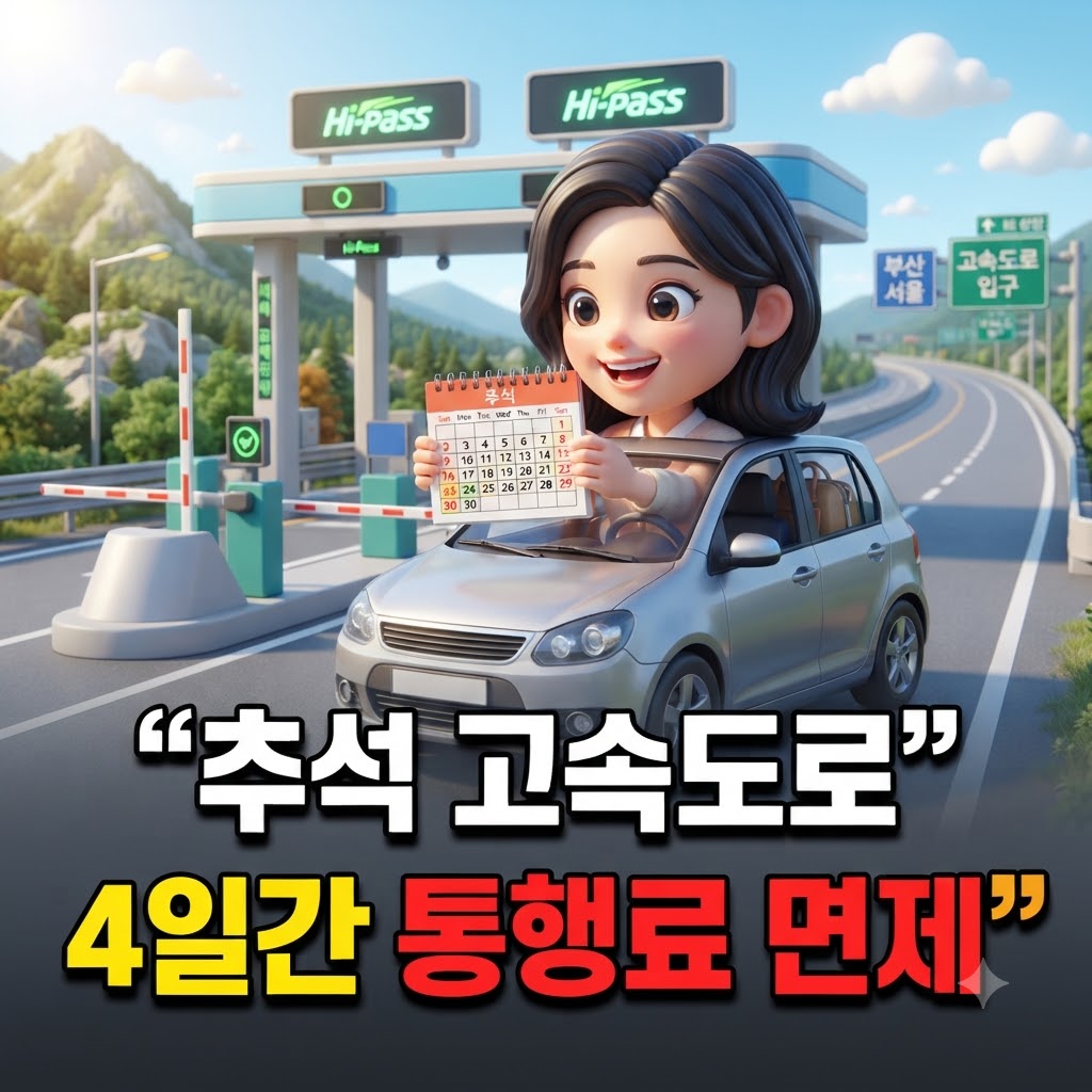 추석 고속도로 통행료 면제 기간을 확인하는 운전자